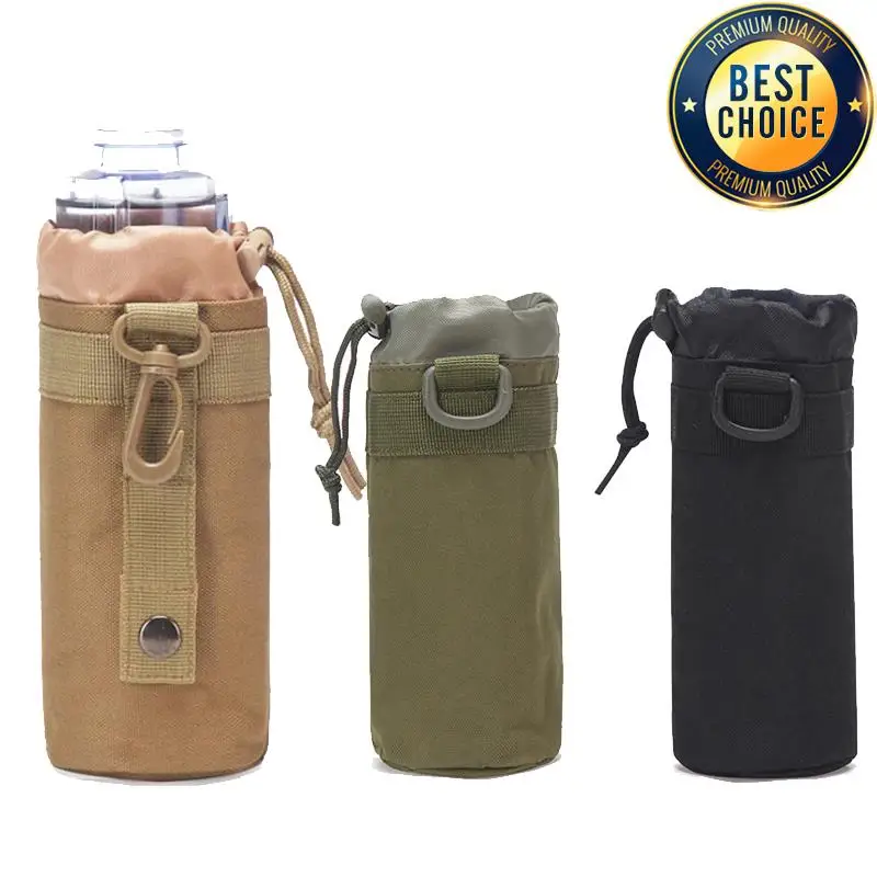 Tactical Molle Water Bottle Bag Military Outdoor Camping Hiking Drawstring Water Bottle Holder Multifunction Bottle Pouch