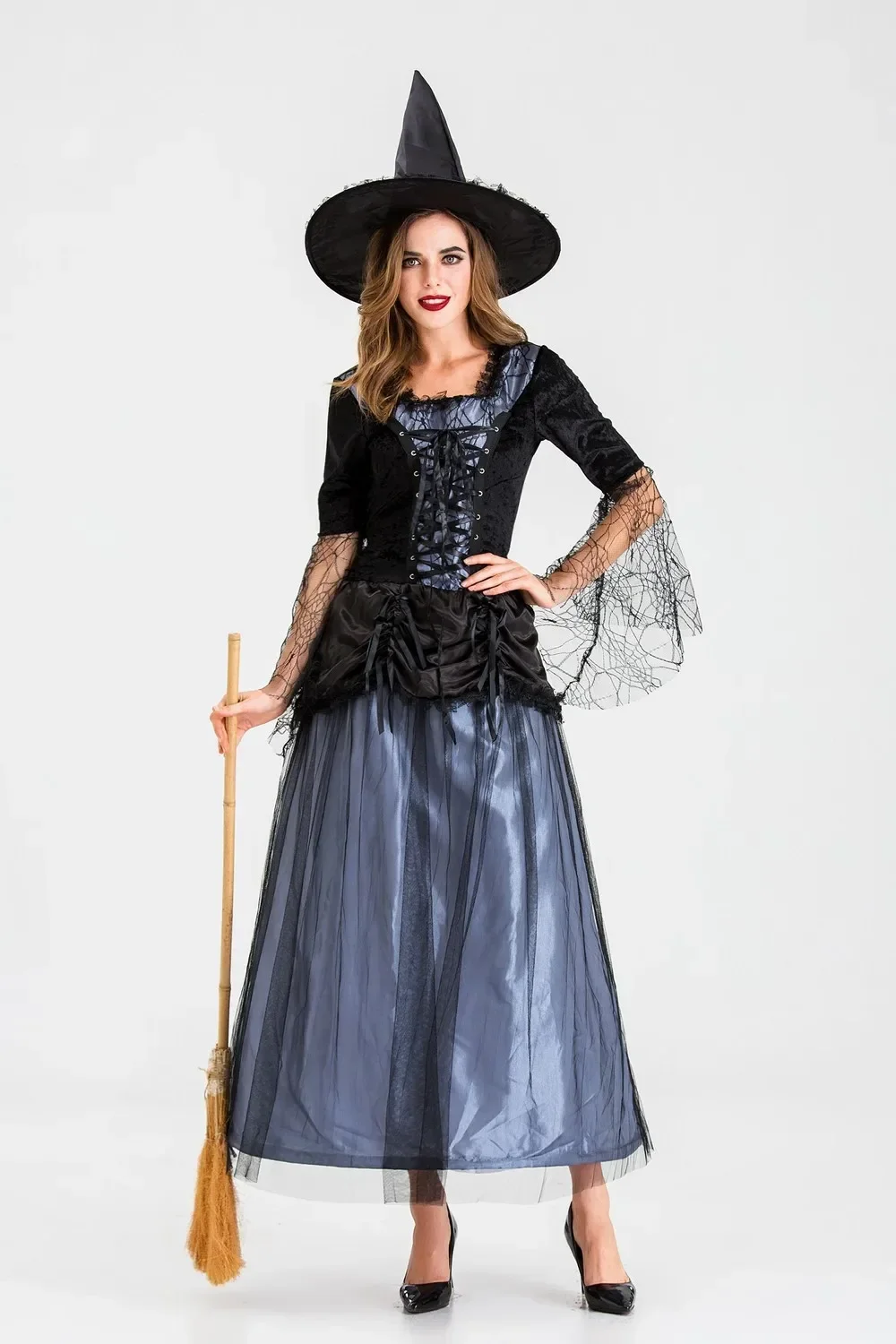 Halloween Tag der Toten Gruseliges Hexenkleid Erwachsene Mittelalterliche Maskerade Vampir Disfraz Cosplay Kostüm