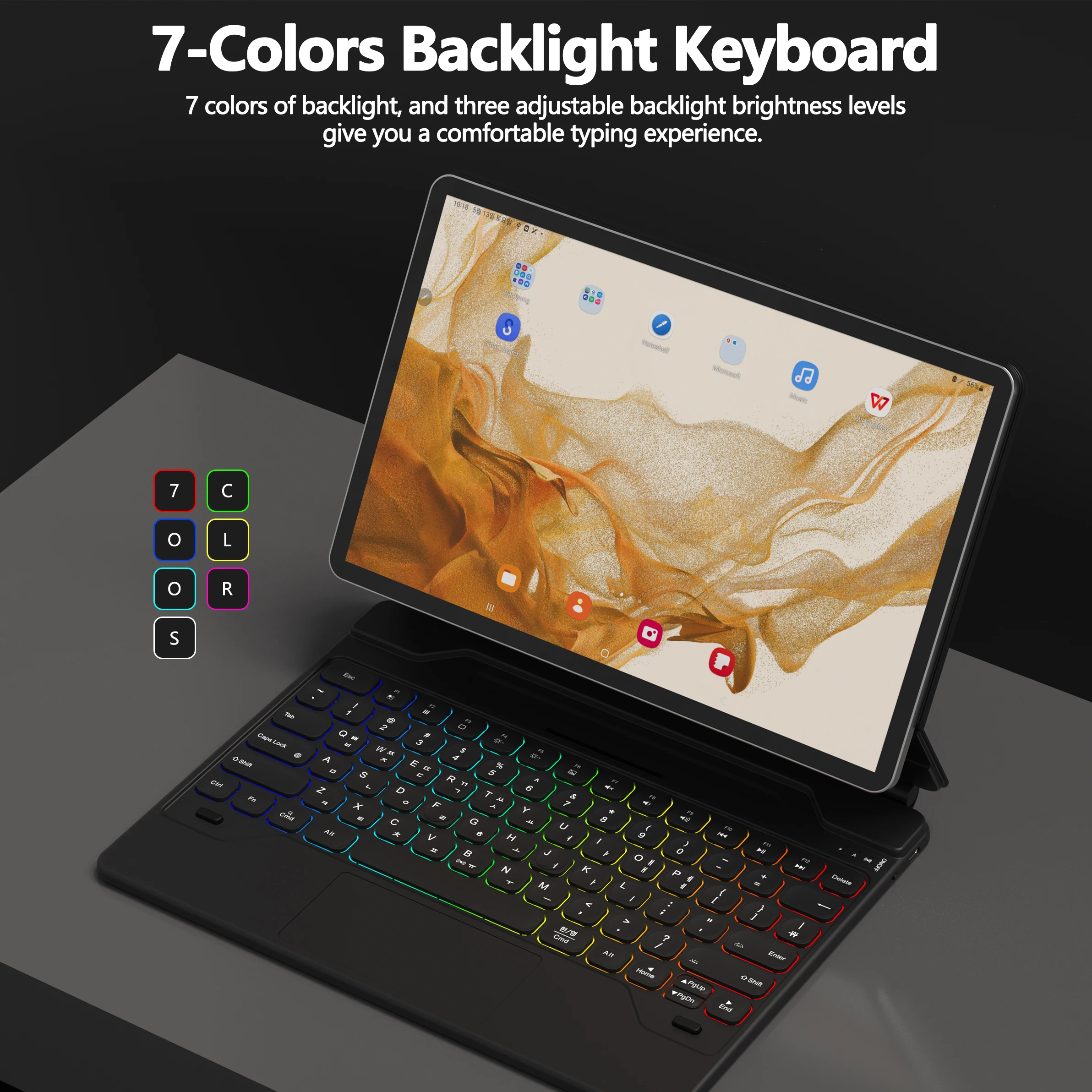 GOOJODOQ Magic Keyboard Case pour Samsung Galaxy Tab, TrackSub rétro4.2, multi-angle, S8 +, S8 Plus, S7 FE, S7 Plus, 12.4"