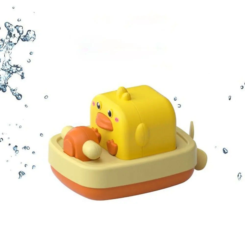 Funny Yellow Duck Frog Water Fun Bathroom Play Play Water Yacht Toy Baby Wind Up Toy Clockwork Swimming Toy Kids Bathing Toy