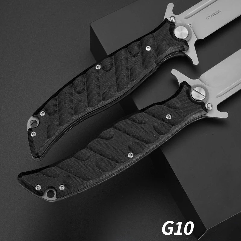 1pc，Outdoor Camping Folding Knife, G10 handle multi-purpose self-defense knife, 7CR17 steel, hiking knife, hunting knife