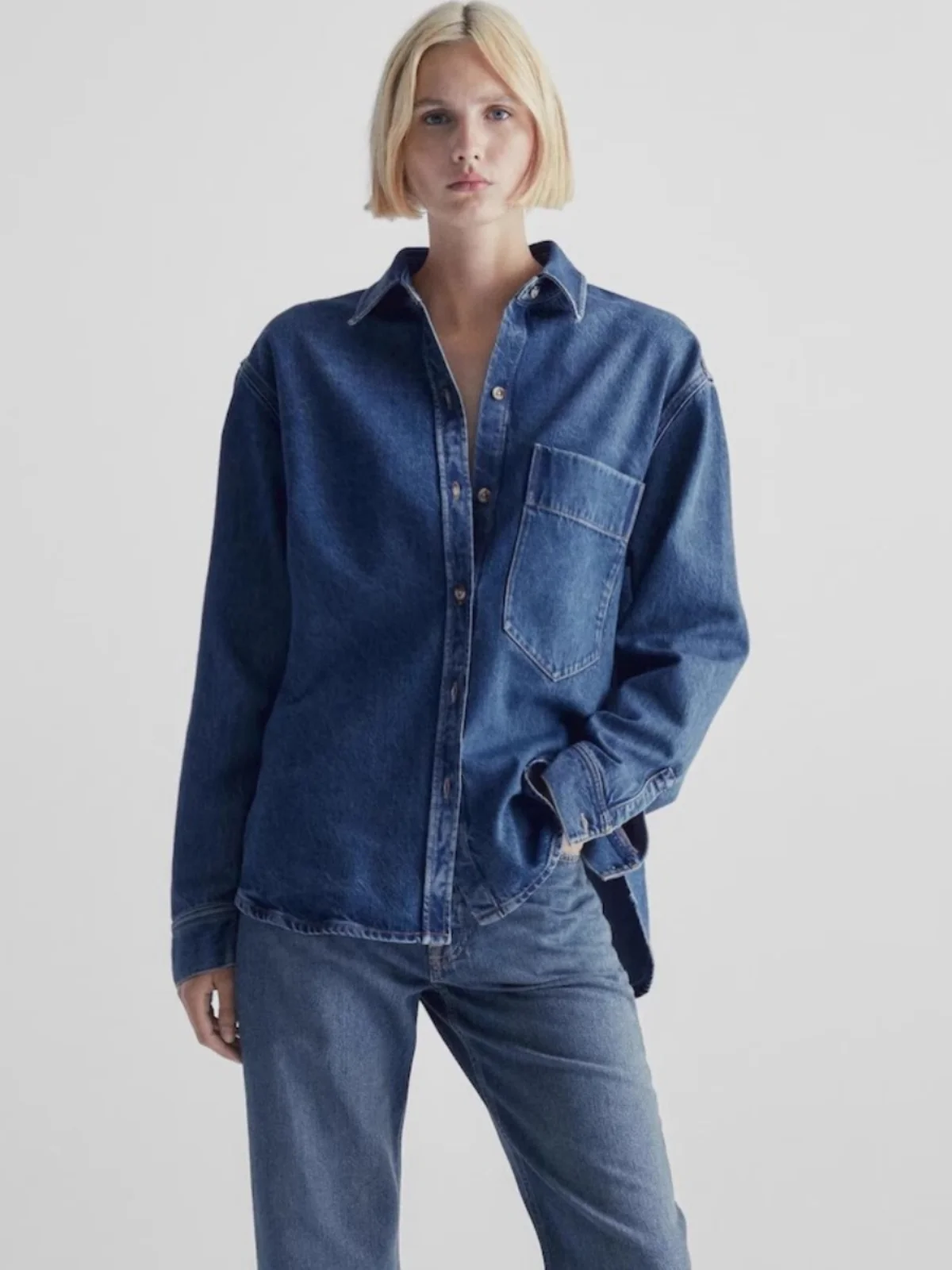 

Classic Denim irt Jaet Women's Autumn Winter New Sle Retro ket Decorated Cotton Polyester Blend Long Sve Collar