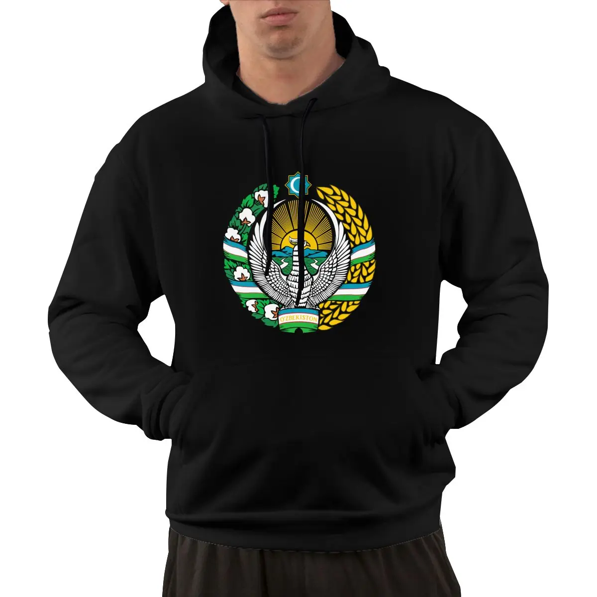 95% Cotton Emblem Of Uzbekistan Country Flag Warm Winter Pullover Hoodie Men Women Unisex Hip Hop Style Sweatshirt