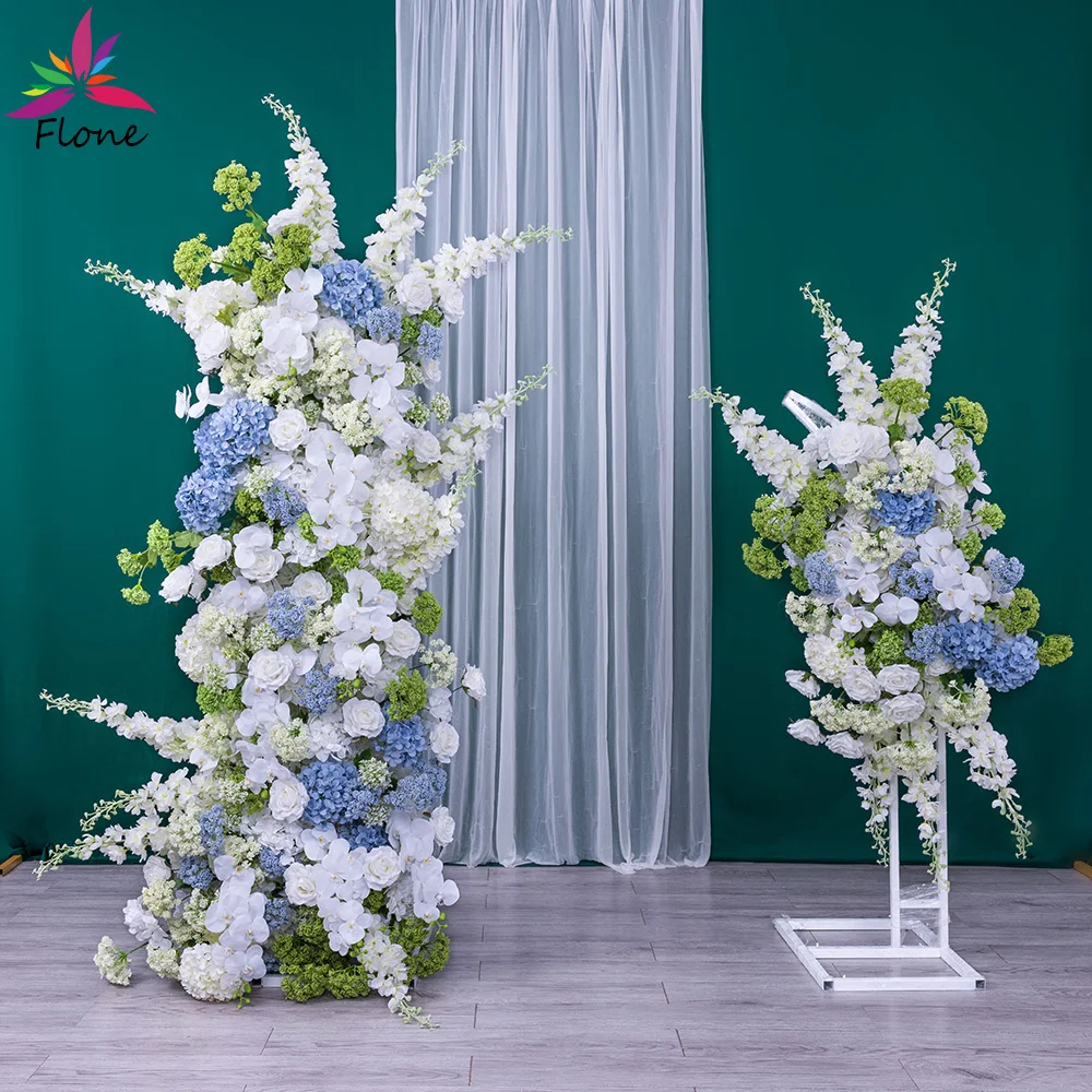 

Artificial Blue White Floral Arrangement Decoration Wedding Party Stage Props Handmade Sztuczne Kwiaty Phalaenopsis Orchid Rose