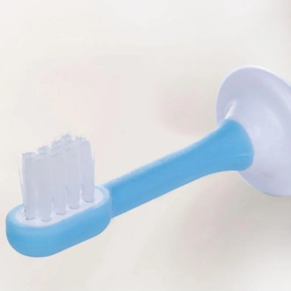 Cepillo de dientes para bebé, Kit de entrenamiento de silicona, cerdas suaves, mango de caracol, higiene bucal infantil, limpiador de lengua, cepillo de dientes para niños, azul