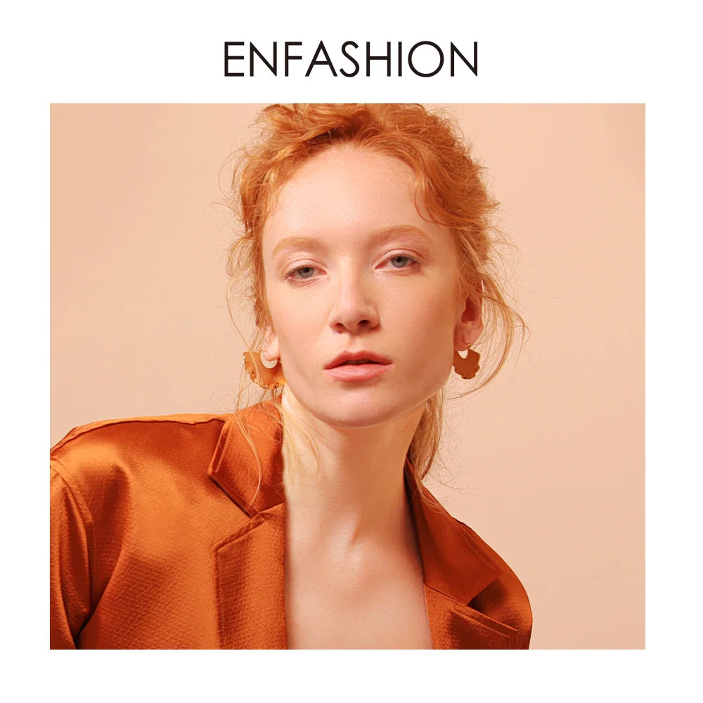 ENFASHION Fan Geometric Drop Earrings For Women Gold Color Curve Big Dangle Earings Fashion Jewelry Pendientes Abanico EC191037