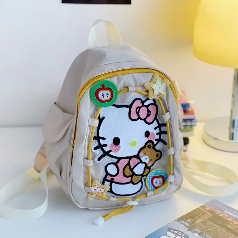 Sanrio tas punggung kapasitas besar, tas ransel kapasitas besar ringan, gambar kartun lucu, tas sekolah pelajar, Hello Kitty, baru