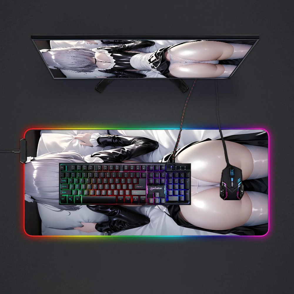 Big Ass Mouse Pad RGB LED Luminous Nsfw Mat with Butt Anime Custom Hip Mausepad Adult Pc Gaming Accessories Booty Gamer 900x400