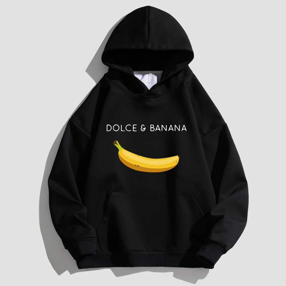 Dolce Banana Hoodie for Mens Cotton Print Luxury Hoodies Women Vintage Sweatshirt Pullover Fashion Clothing Streetwear Hoodie