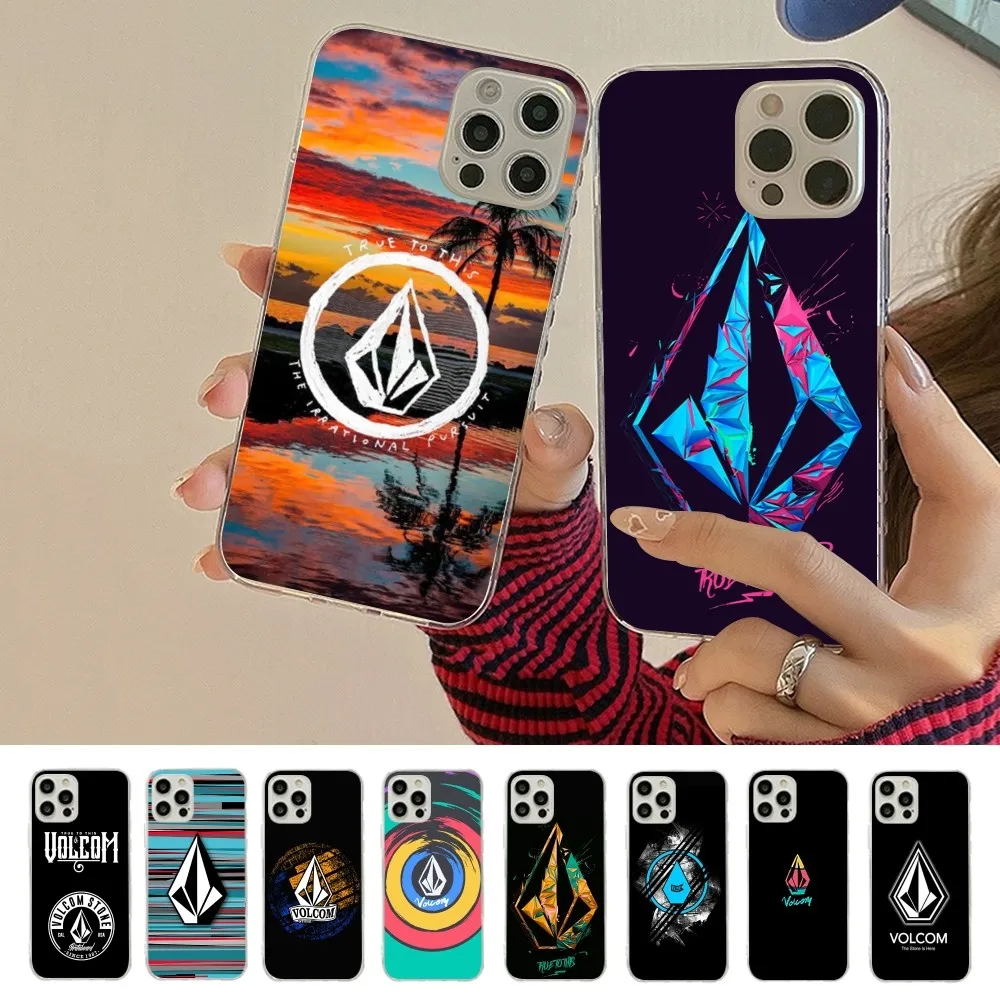 

V-Volcom Logo Phone Case For iPhone 16 15 14 13 12 Mini 11 Pro XS Max X XR SE 6 7 8 Plus Soft Silicone Cover