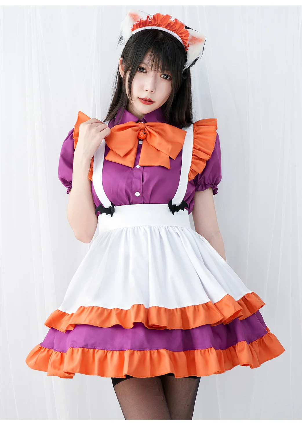 Halloween Schattige Meid Cosplay Kostuums Voor Vrouwen Lolita Korte Mouw Meid Schort Jurk Kawaii Cafe Strik Kleding Carnaval Kleding