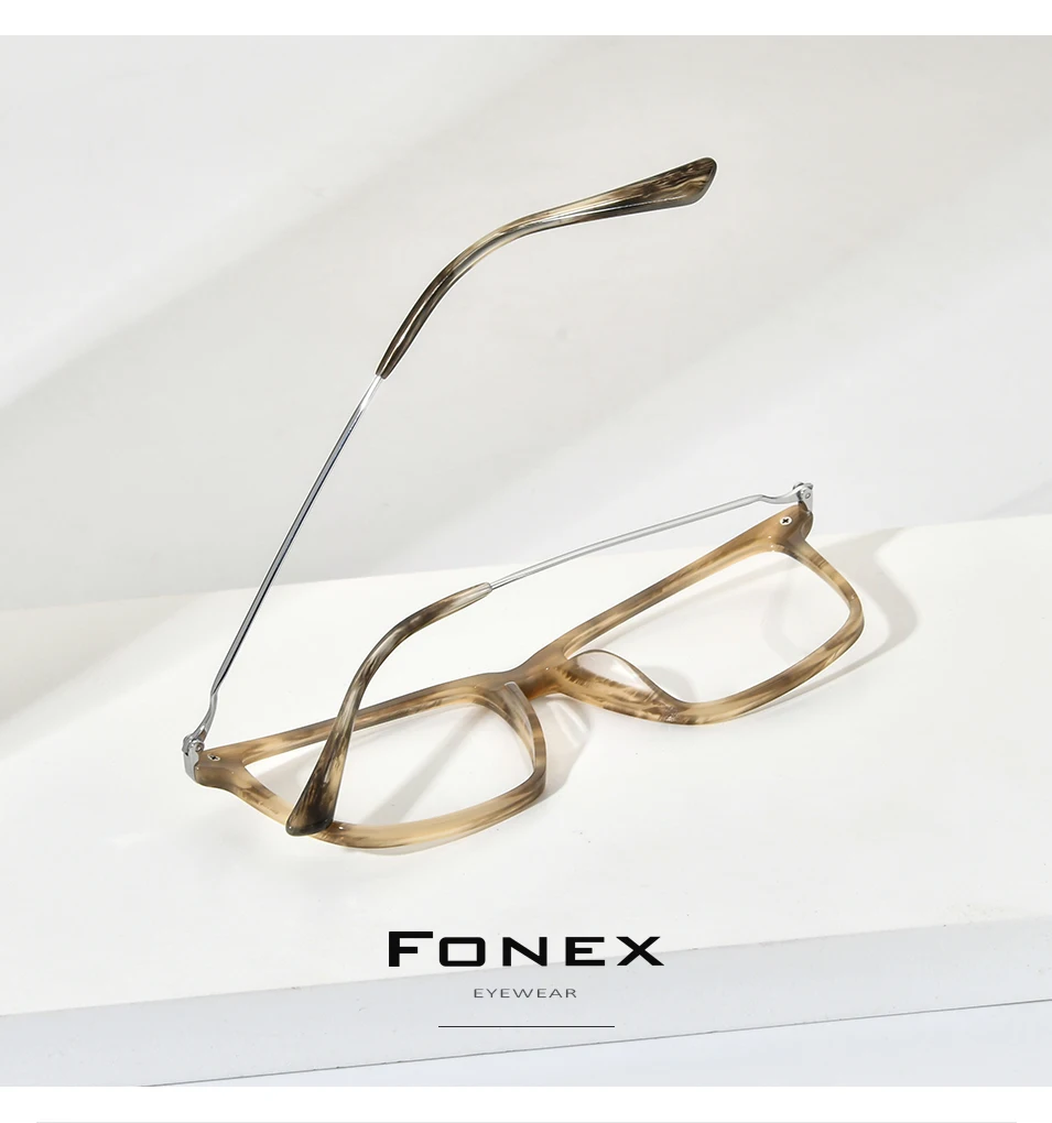 FONEX Acetat Titan Brille Rahmen Männer Marke Design Vintage Retro Quadratische Brillen Frauen Spektakel Japanische Brillen 85668 – Detail 2