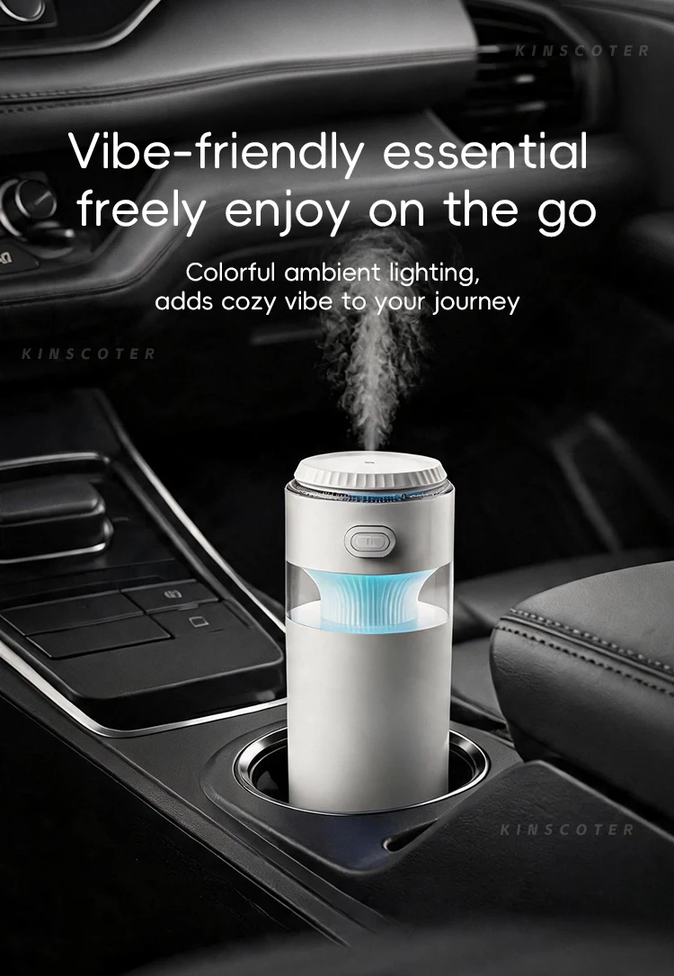 Tragbarer kabelloser Ultraschall-Luftbefeuchter mit farbigem Nachtlicht, 2 Nebelmodi, USB-aufladbarer Mini-Luftbefeuchter für Auto und Zimmer – Detail 12
