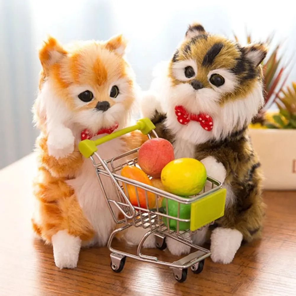 

PP Cotton Simulation Cat Plush Toys Fluffy Interactive Soft Stuffed Kitten Model Ins Collection Fake Cats Plushie Figure