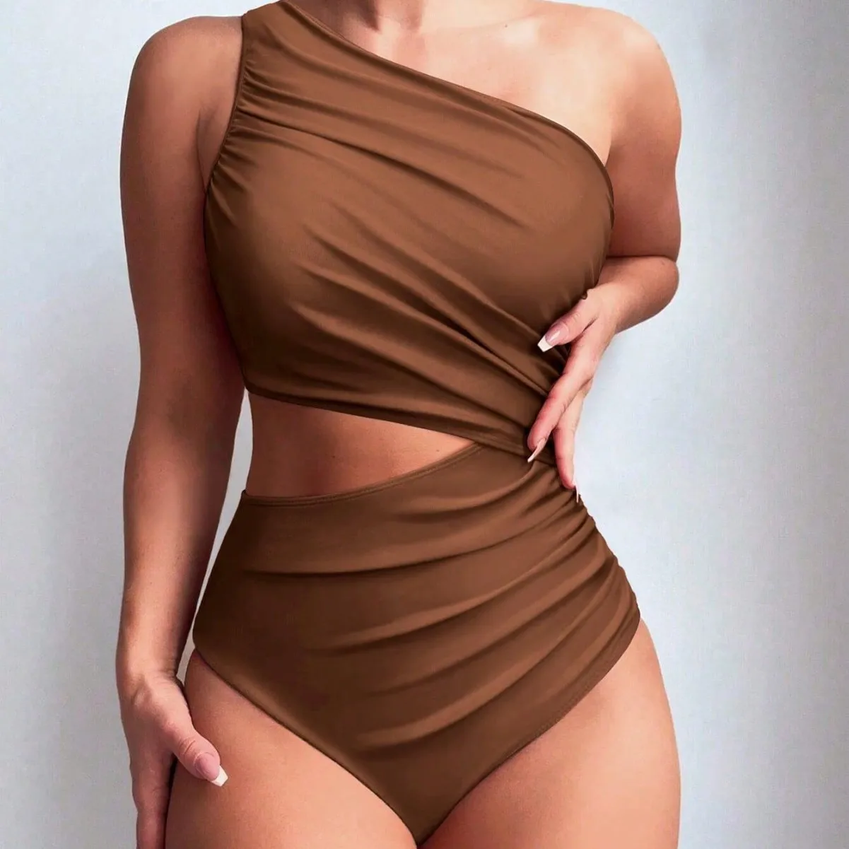 2025 Must-Have One-Piece Swimsuit Conservative Women's Sophisticated Bikini Set European & American Sexy One-Shoulder Beachwear