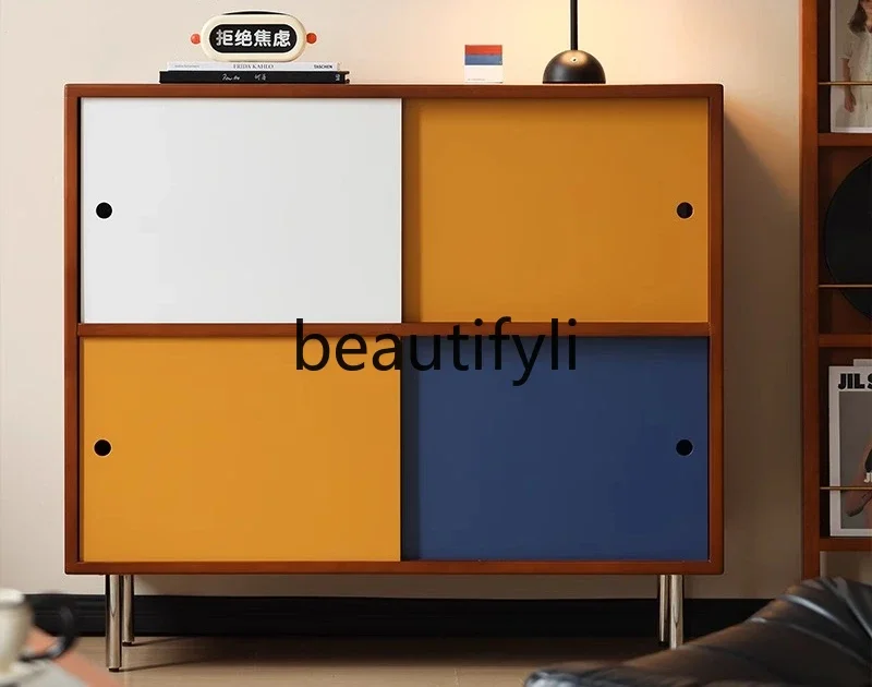 

X188 Medieval dining side cabinet, living room storage cabinet, artistic sliding door cabinet
