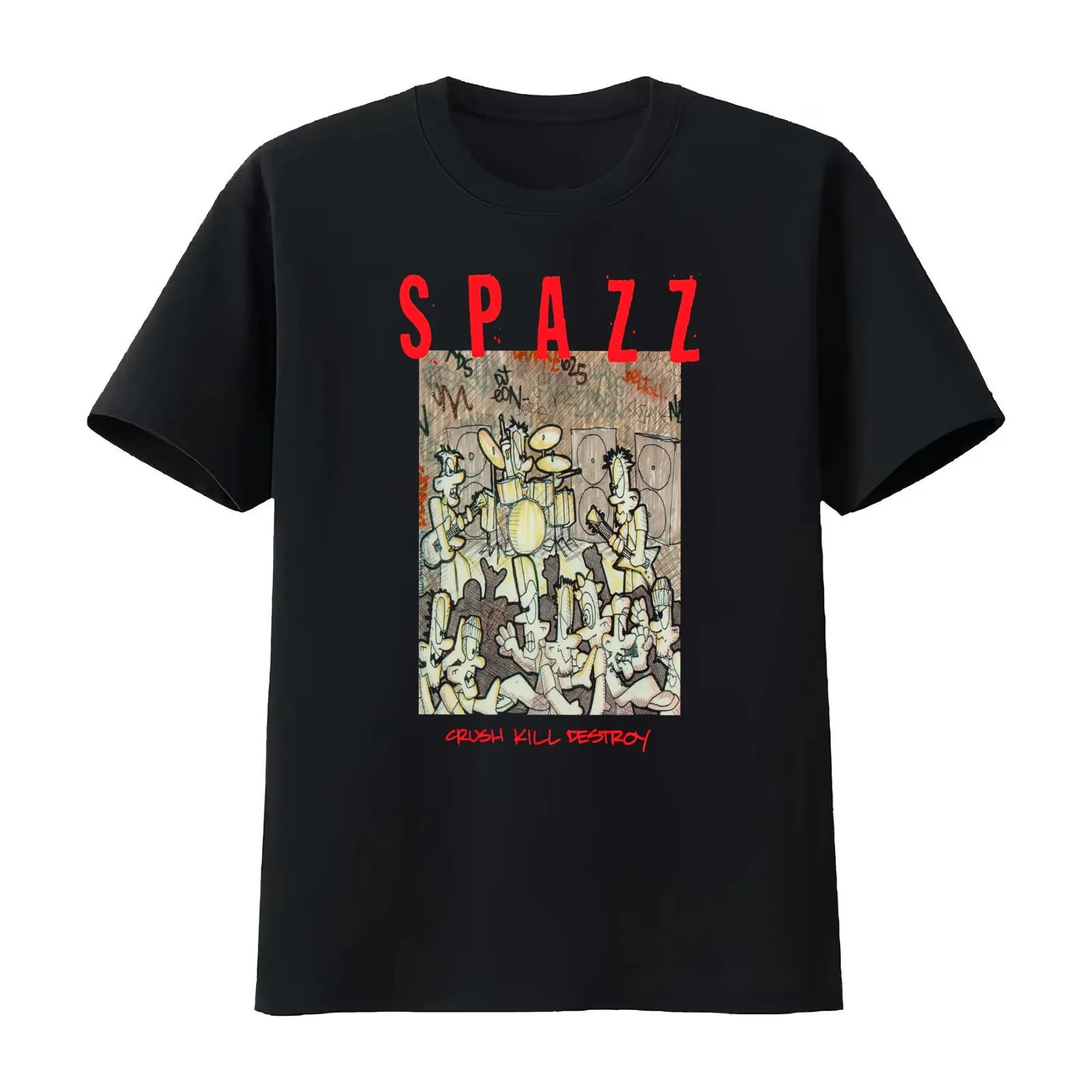 Spazz T-Shirt Summer Casual Cotton Tee Oversized Streetwear Tops Vintage Graphic Print Loose Fit Short Sleeve 100% Cotton