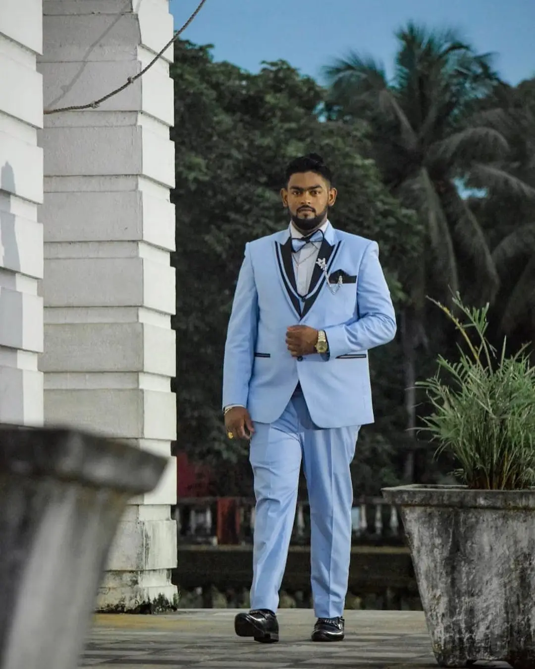 Traje de boda azul cielo para hombre, Blazer de talla grande para fiesta de graduación, negocios, esmoquin (chaqueta + chaleco + Pantalones)