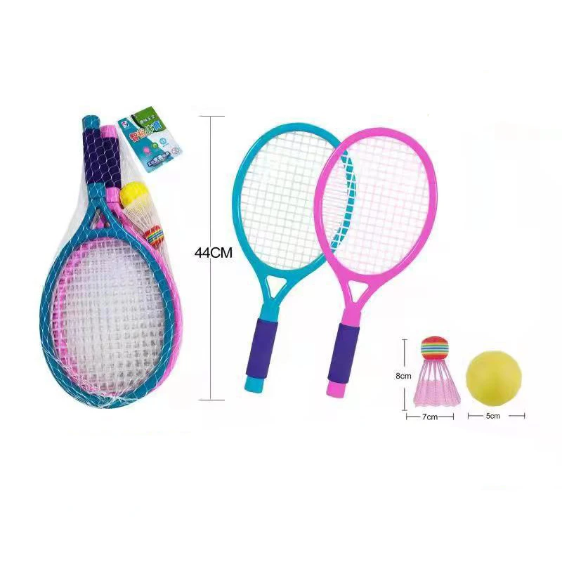1ชุดเด็กพลาสติกเทนนิสแบดมินตันของเล่นกลางแจ้งในร่มกีฬาของเล่นเทนนิสแร็กเก็ตเด็กของเล่นเด็กของขวัญ