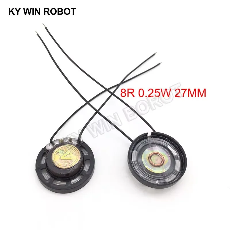 

2pcs/lot New Ultra-thin Toy-car horn 8 ohms 0.25 watt 0.25W 8R speaker Diameter 27MM 2.7CM With Wire