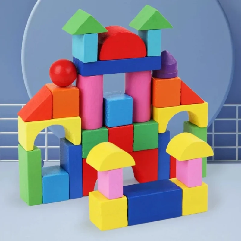 Nuovo 34PCS Kid Montessori Puzzle geometrico Giocattolo Blocchi colorati Gioco di pensiero fai da te Giocattolo sensoriale Educazione Ausili per l'apprendimento per i bambini