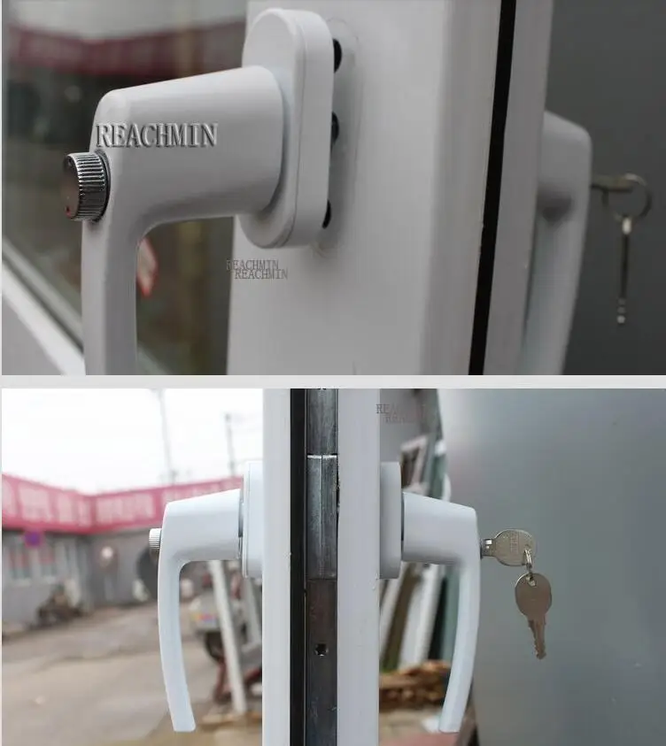 Plastic Steel Door double-sided Handle sliding push door handles 55-65MM with lock insurance