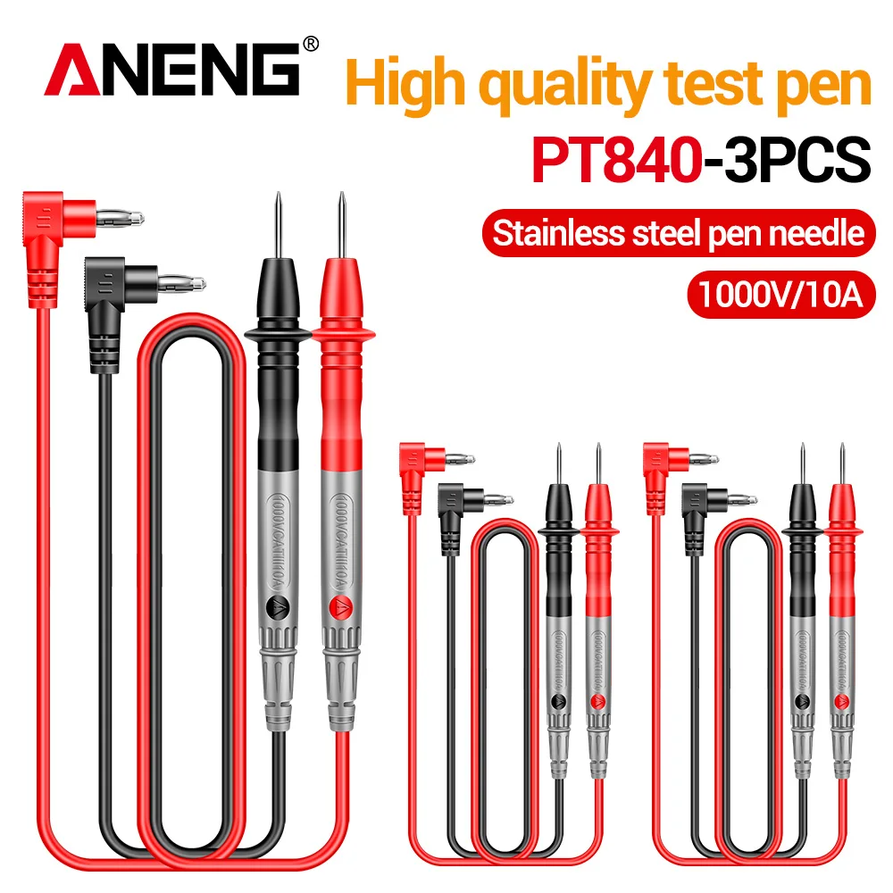 Multimeter-Sonde 1000V 10A Messleitungs-Set mit Nadelstiften und Kabeln, Universelles Strom- und Spannungsmessgerät, Kabelerkennungswerkzeug ANENG PT840