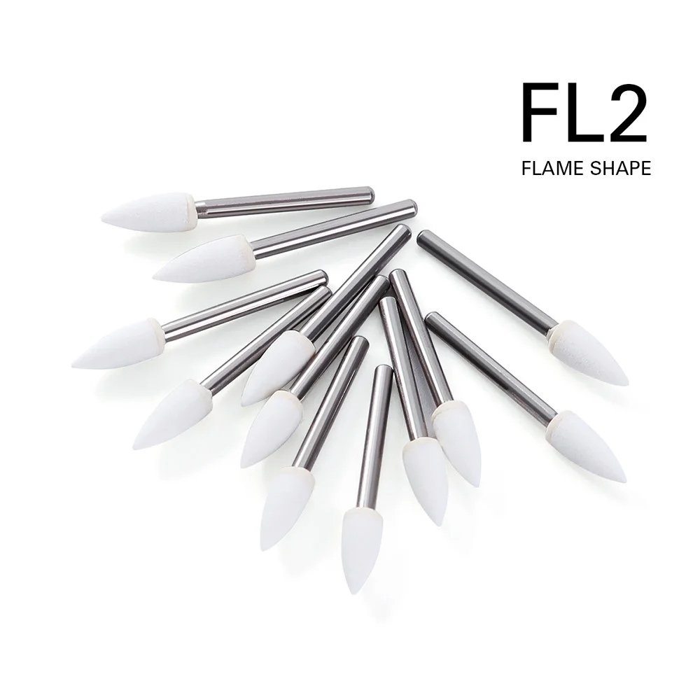 Azdent Dental Flame White Stone Polishing FG Burs 12/Pack Abrasion