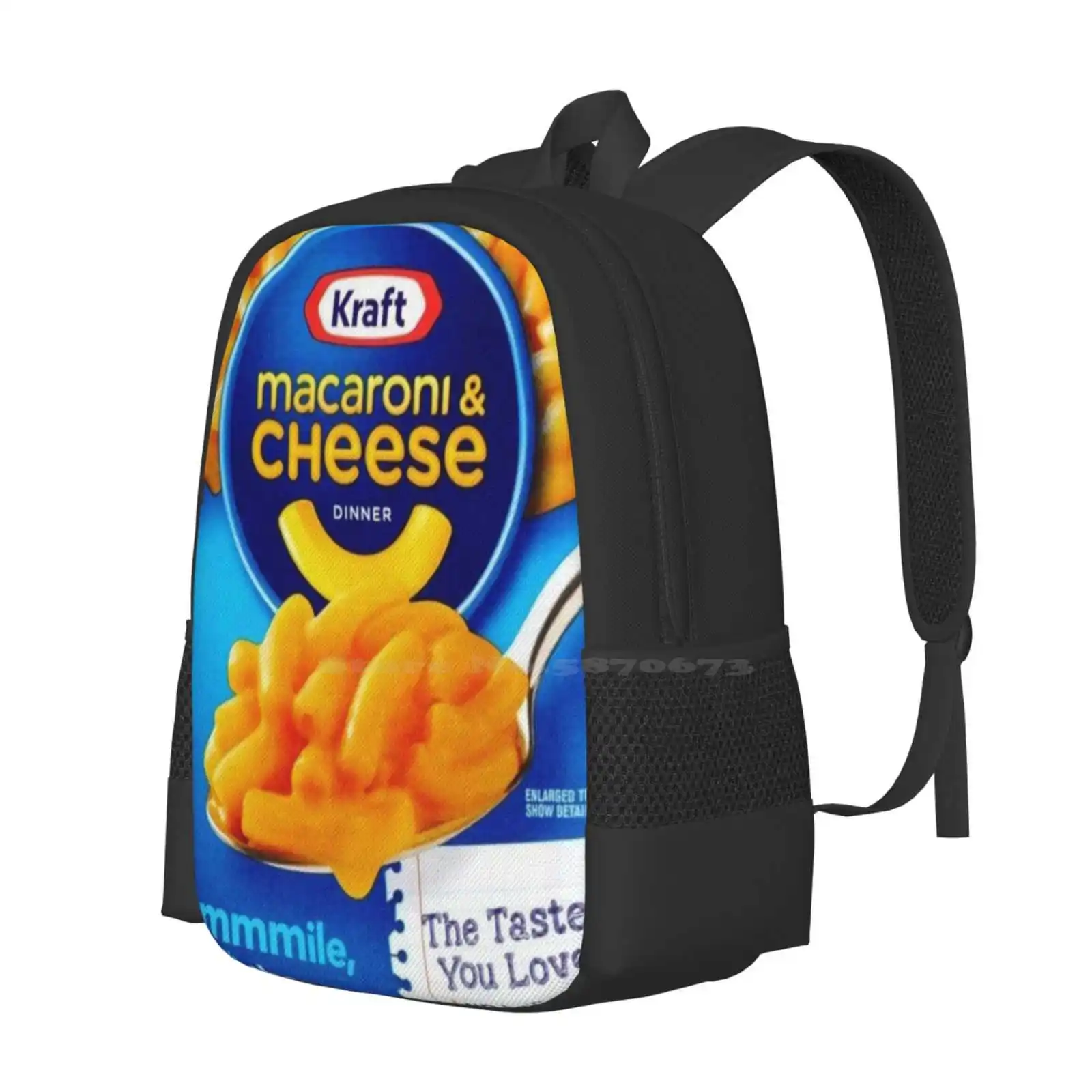 Craft Macaroni & Cheese Design Hot Sale Schoolbag Backpack Fashion Bags Ramen Craft Kraft Food Funny Joke Meme Cool Party Media