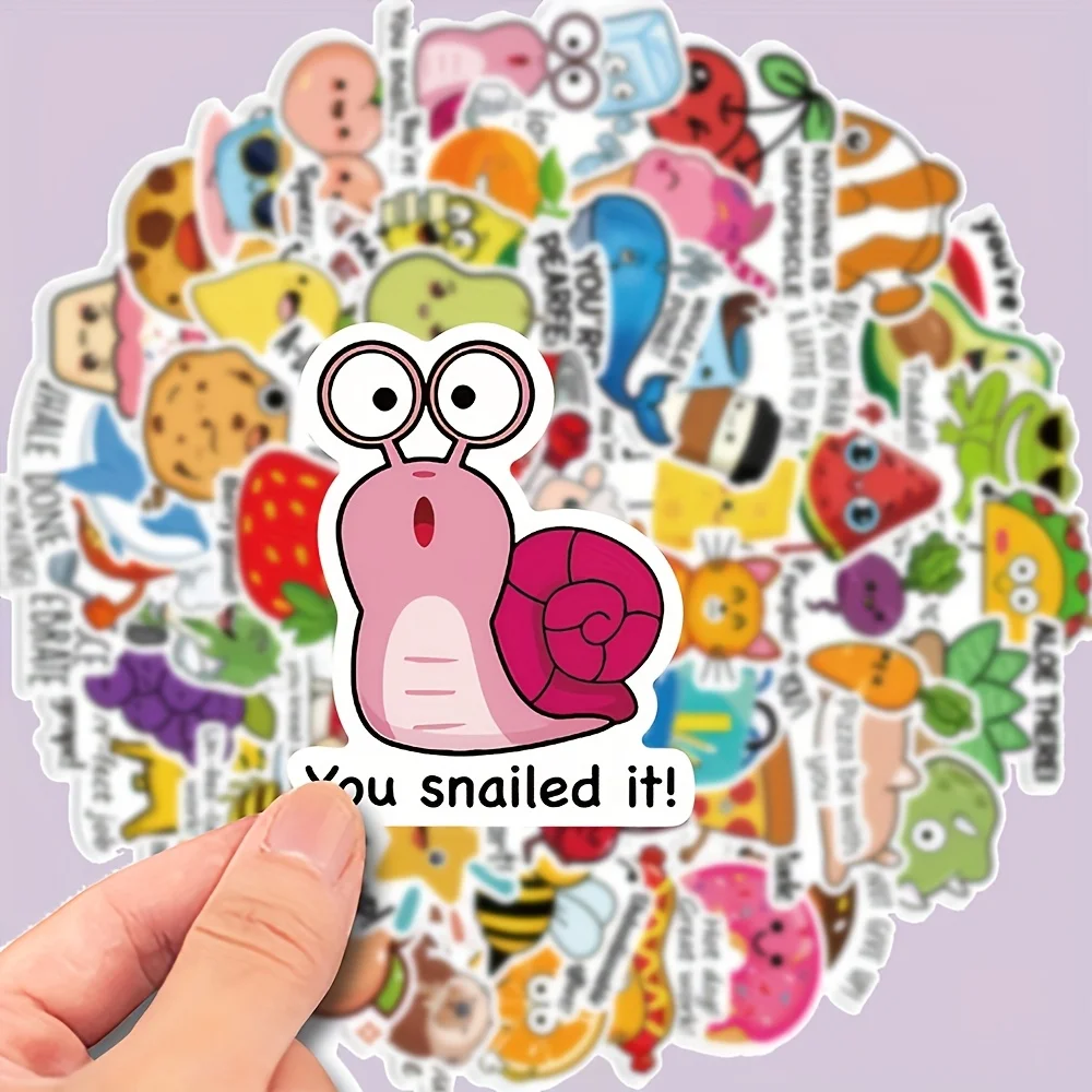 50 Stück Cartoon-Farbige Tiere Niedliche Kleine Schnecken-Aufkleber Kawaii DIY Auto Skateboard Laptop Motor Graffiti Sticker Aufkleber Kindergeschenke