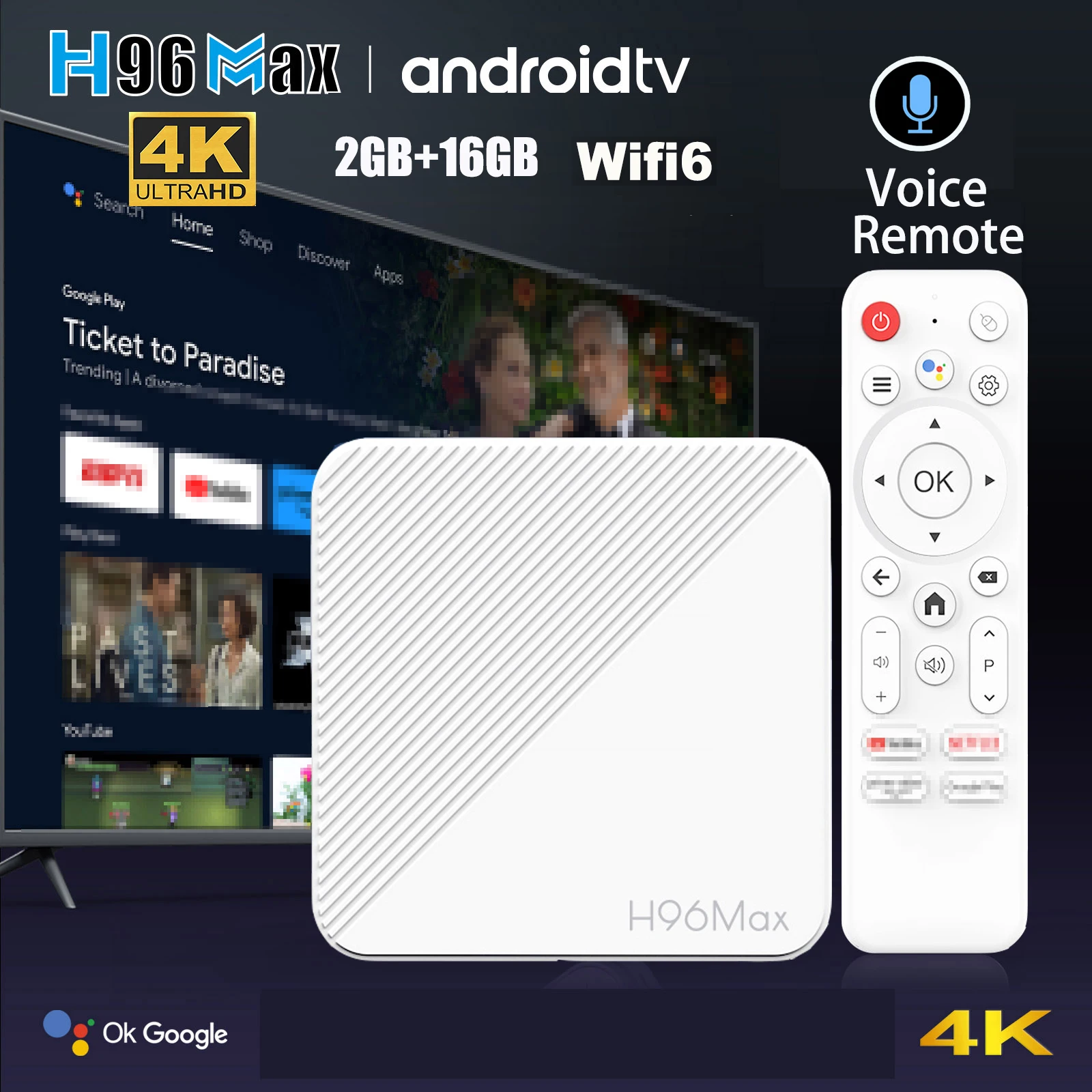 D Android TV Box H96 MAX Allwinner H313 with 100M Lan 4K HDR 2.4G 5G wifi6 8GB 16GB 3D Media Player