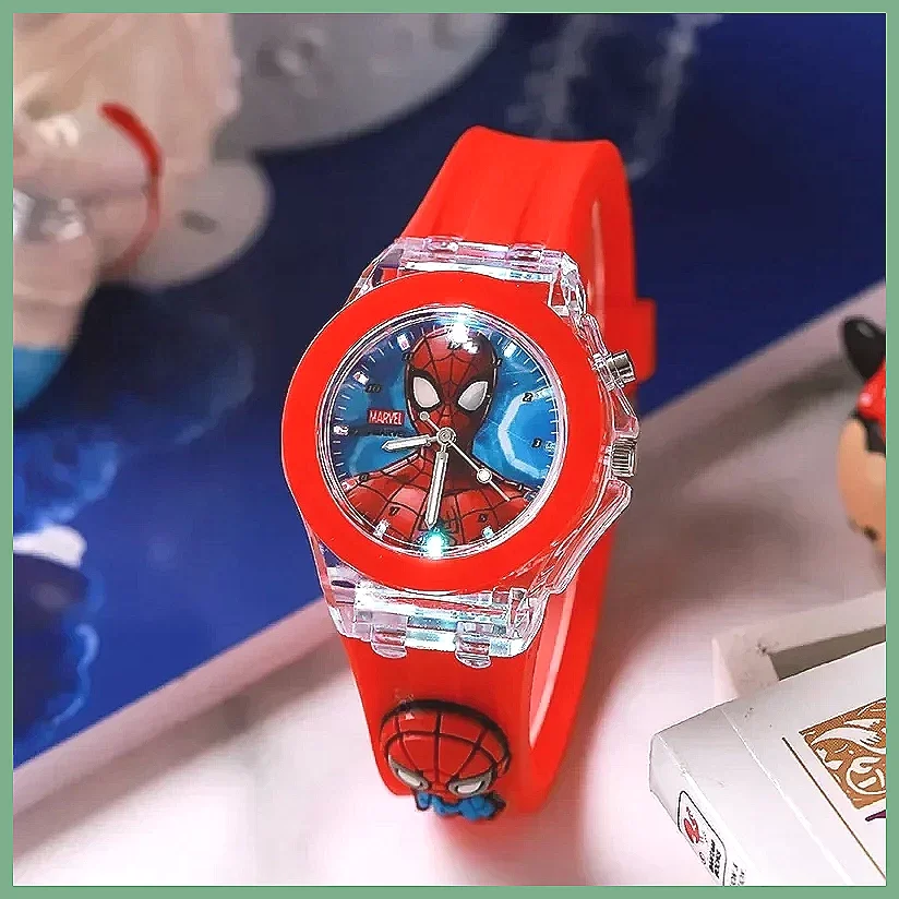 ساعة ديزني برينسيس إلسا للأطفال مع ضوء ملون، حزام سيليكون هدية للأولاد والبنات وساعة يد للأطفال