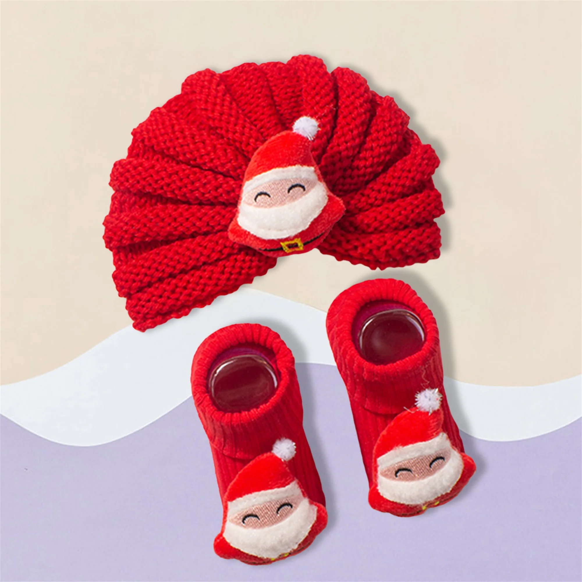 لطيف الطفل الرنة قبعة والقفازات مجموعة دافئة مريحة عيد الميلاد الغزلان ديكور الطفل الشتاء قفازات متماسكة والأحذية كومبو #2