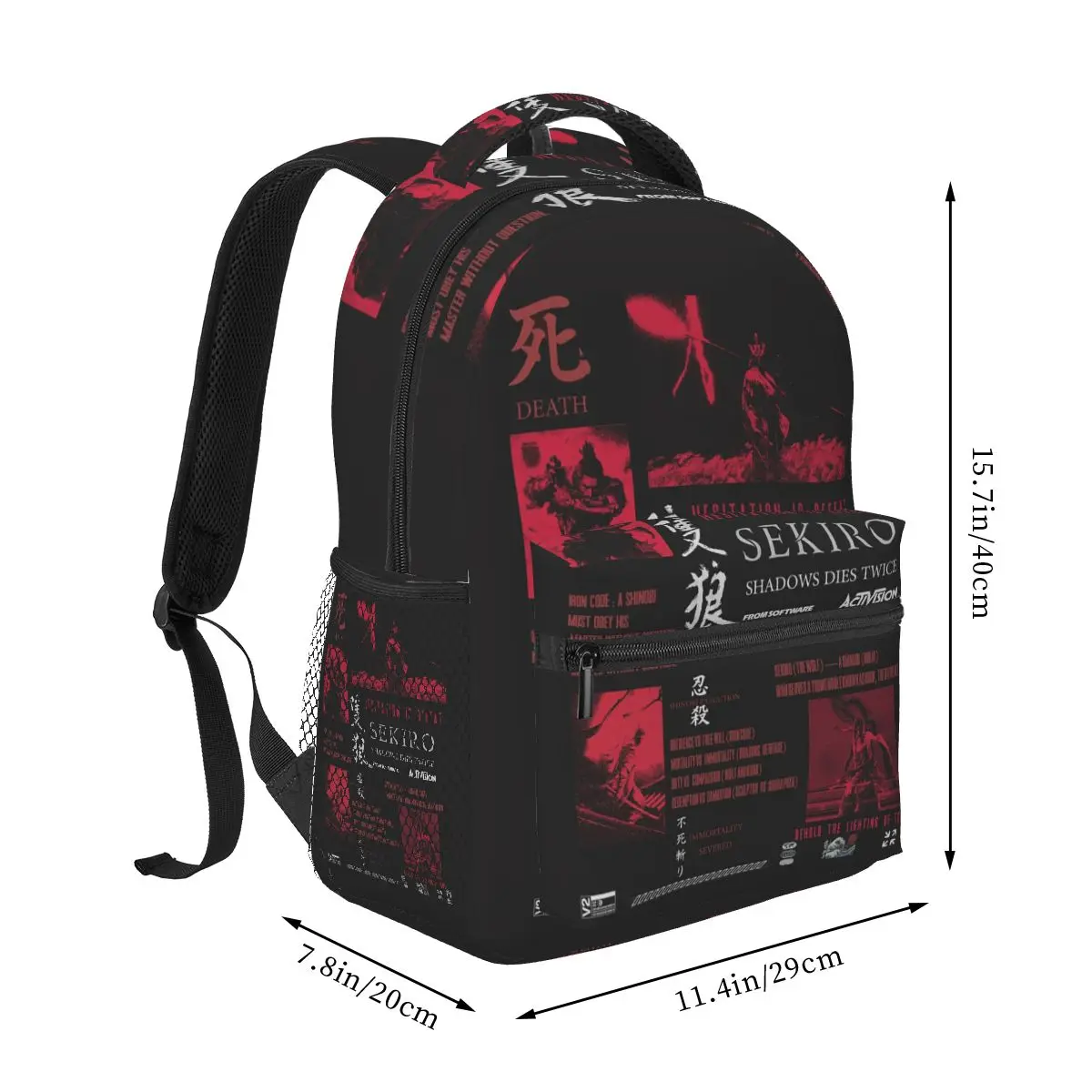 Sekiro Shadows Die Twice Art Graphic Backpack Hot Sale Daypack Large Capacity Kids BookBag School Bag Shoulder Bag for Men Women