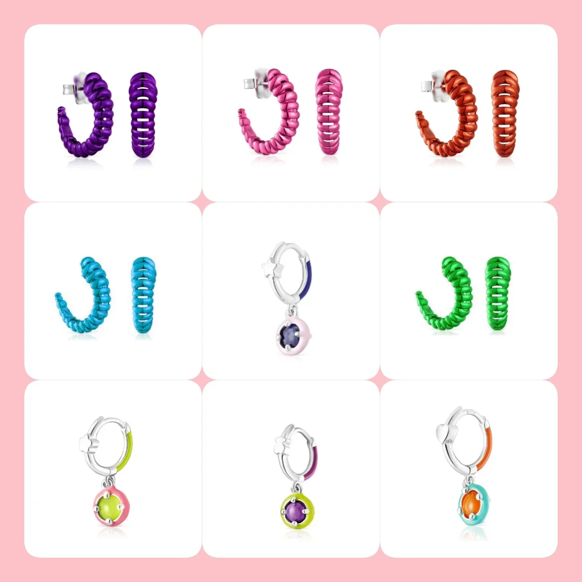 s925 unique Spanish design earrings crescent curved shape earrings with many styles and colors to choose from, fashionable touss