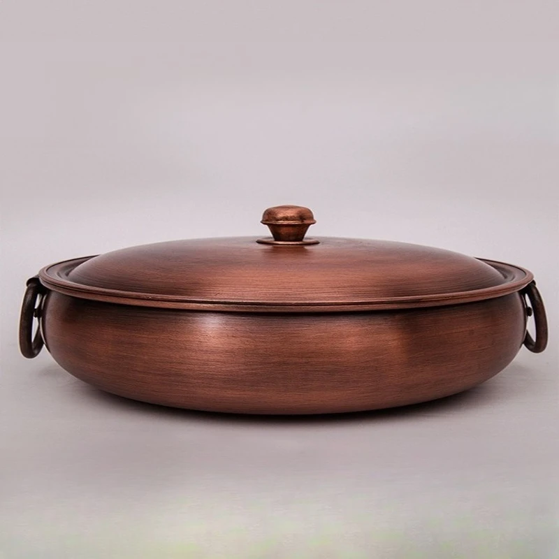 Extra thick copper hot pot induction cooker gas universal mandarin duck purple copper soup pot old-fashioned Beijing mutto