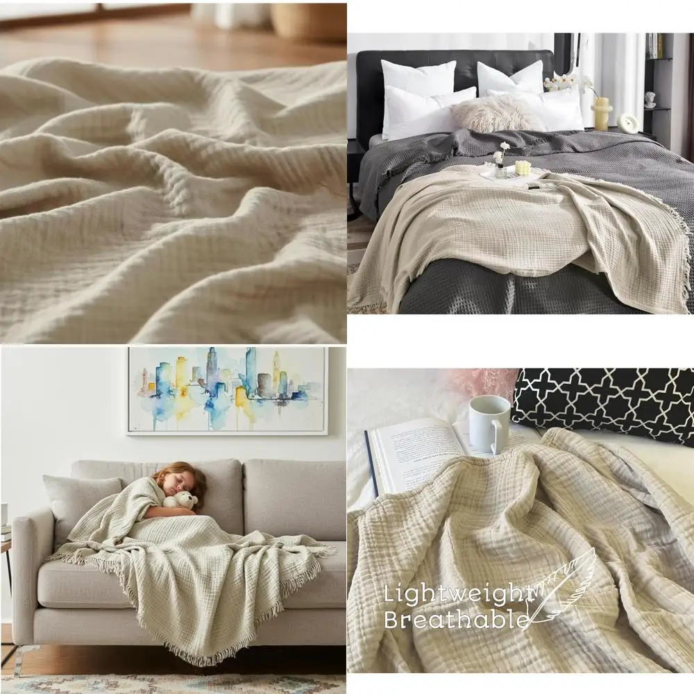 

KyraHome Organic Cotton King Size Muslin Blankets - Pre-Washed, Plant Dyed, Breathable, Lightweight Gauze for Adults and Kids