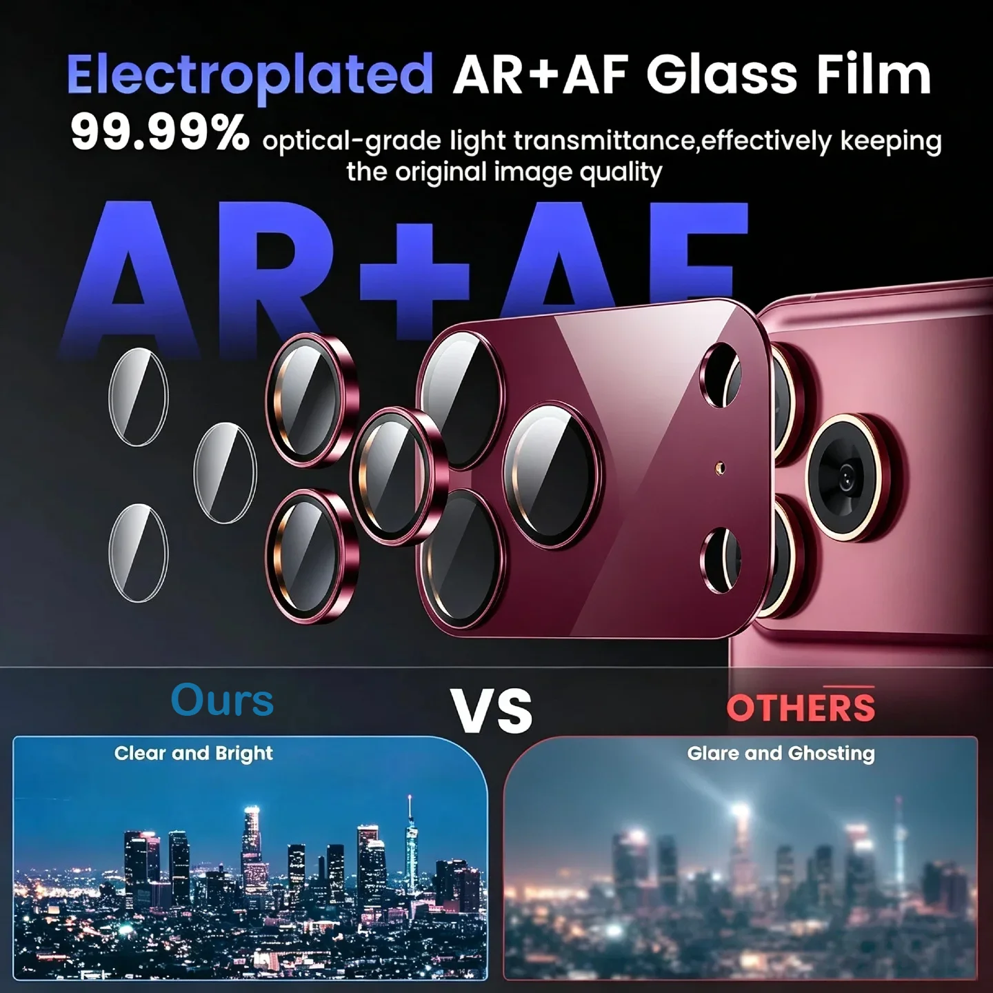 Frosted Armor Camera Lens Protector for iPhone 18 Pro Max 18 Pro One-Piece Metal Glass Integrated Protection Dark Cherry Blue view 6