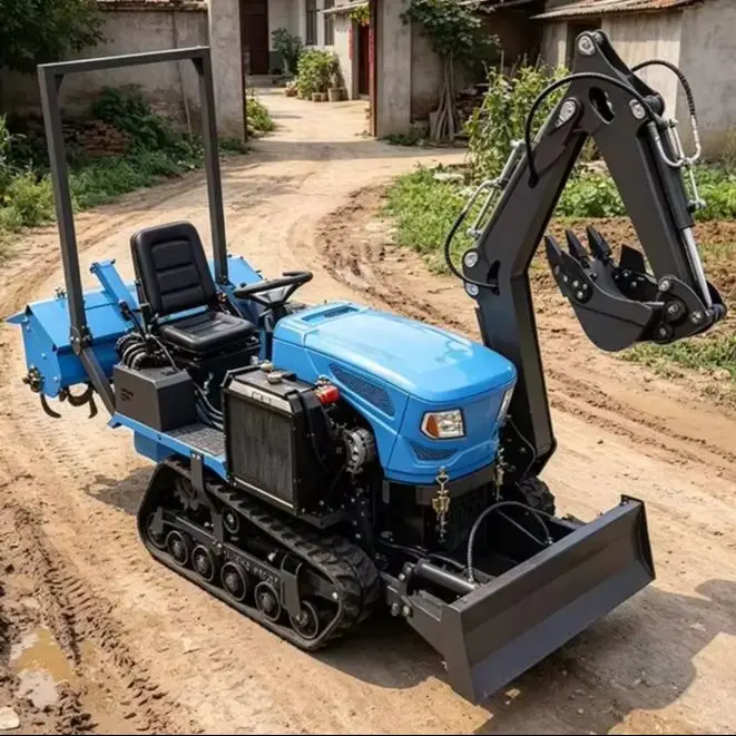 Customized 2026 New Small Farm Ploughing Machine, Ride-on Tracked Rotary Tractor, Durable Mini Cultivation Equipment
