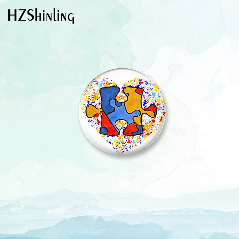 2023 New Autism Awareness Badge Brooch Fashion Button Pin Backpack Decoration Pins Round Jewelry Women Gift