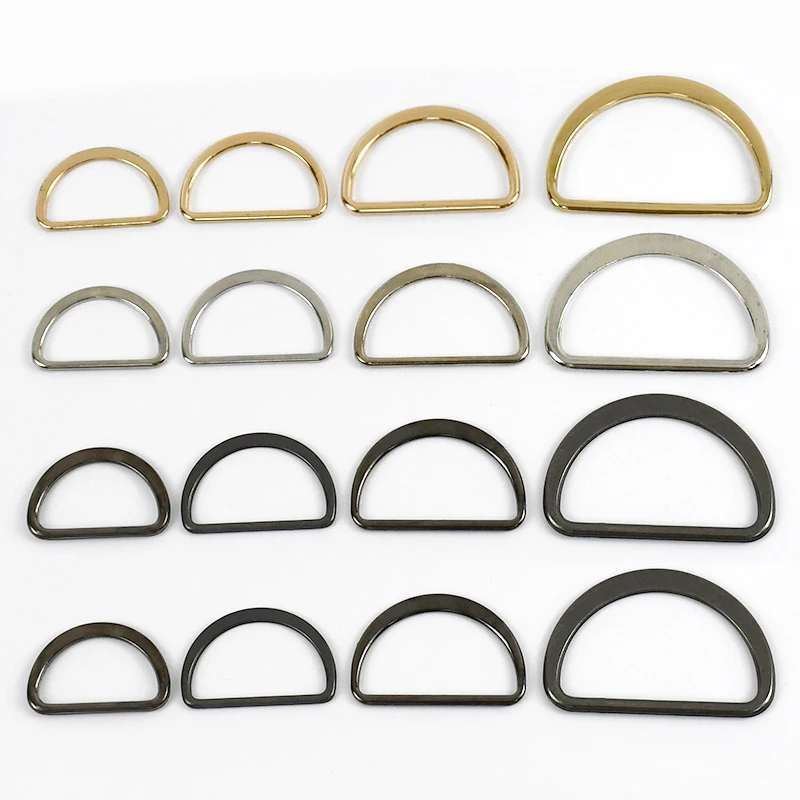 10Pcs 10-75mm D Ring Metal Hook Buckle Webbing Strap Carabiner Rings Bag Clip Hooks Connection Belt Loop Collar Buckles Hardware