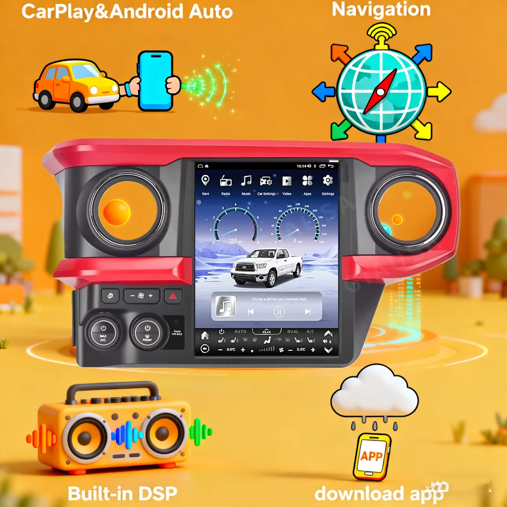 

12.1 Inch Vertical Screen Radio For toyota Tacoma 2017-2023 Car Qualcomm GPS Navi Multimedia Player Android stereo Unit screen