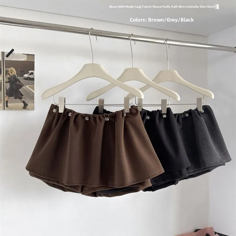 

Retro Spicy Girl Winter 2026 New Style Half-length Puffy Skirt Loose High-waist Anti-exposure Slimming Short Skirt for Women