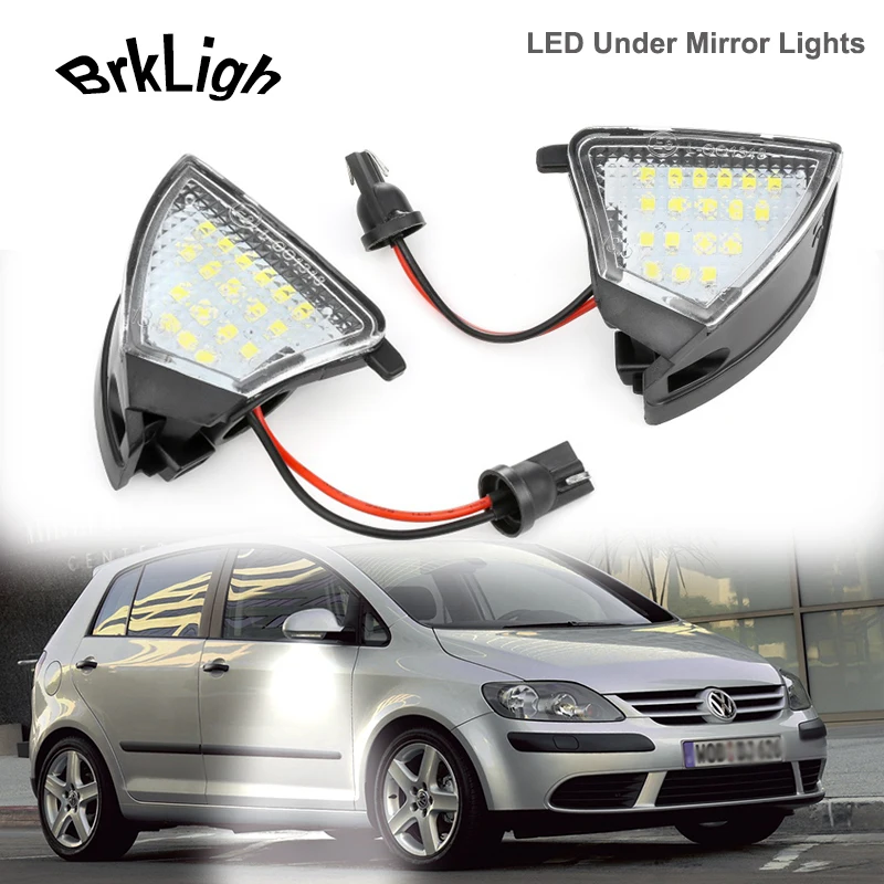 2Pcs Canbus LED Under Mirror Lights Puddle Lamps For VW Sharan Eos Golf 5 6 Plus Variant Rabbit Passat B6 Jetta Skoda Superb