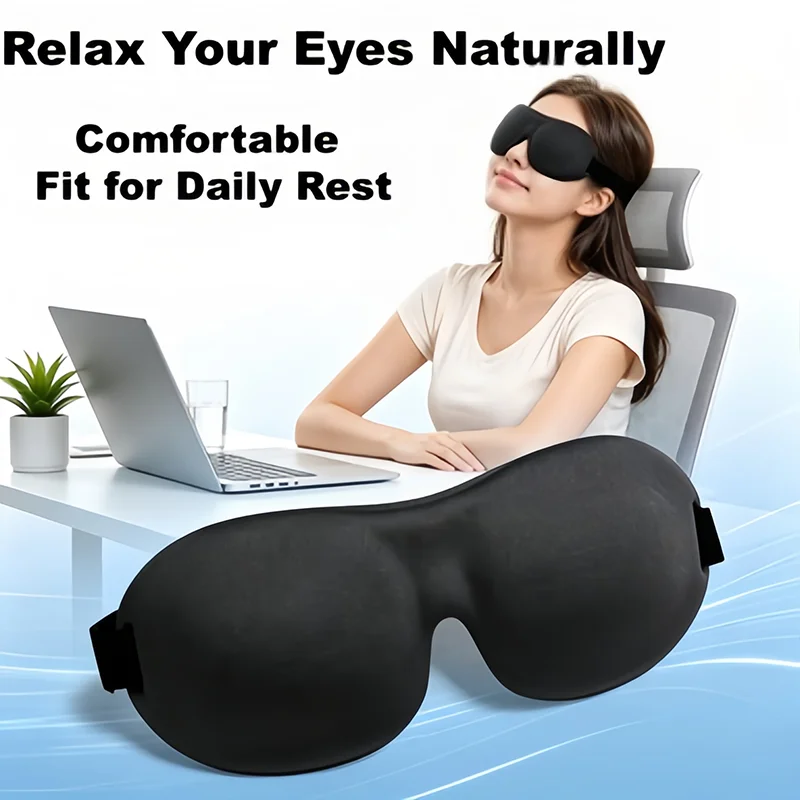 1pc Unisex Sleep Mask, 3D Light Blocking Eye Mask, Comfortable Polyester, Ideal for Supine and Side Sleepers Eyepatch