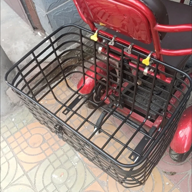 Electric Tricycle Rear Storage Basket Bicycle Rear Shelf Basket Thickened and Enlarged 53cm Iron Basket 자전거 바구니