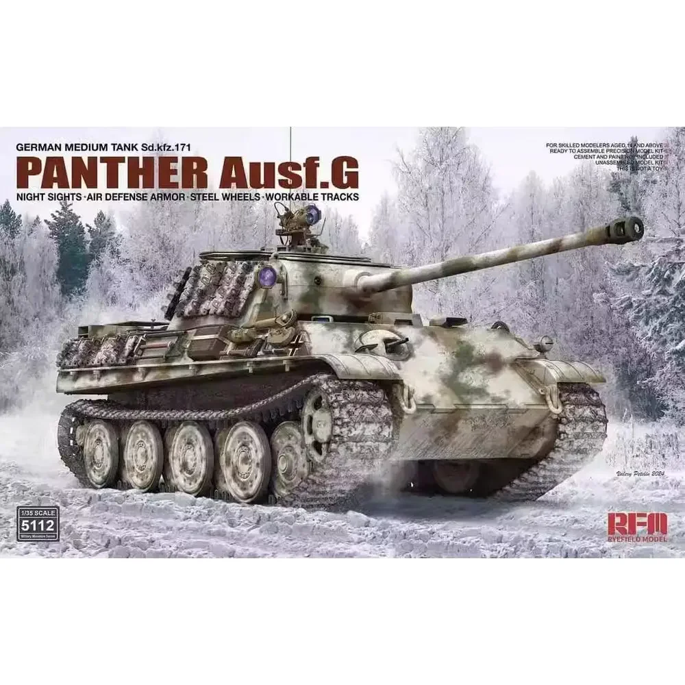 RYEFIELD MODEL RFM RM-5112 1/35 German Medium Tank Sd.Kfz.171 Panther Ausf.G -Assemble  Scale Model Kit