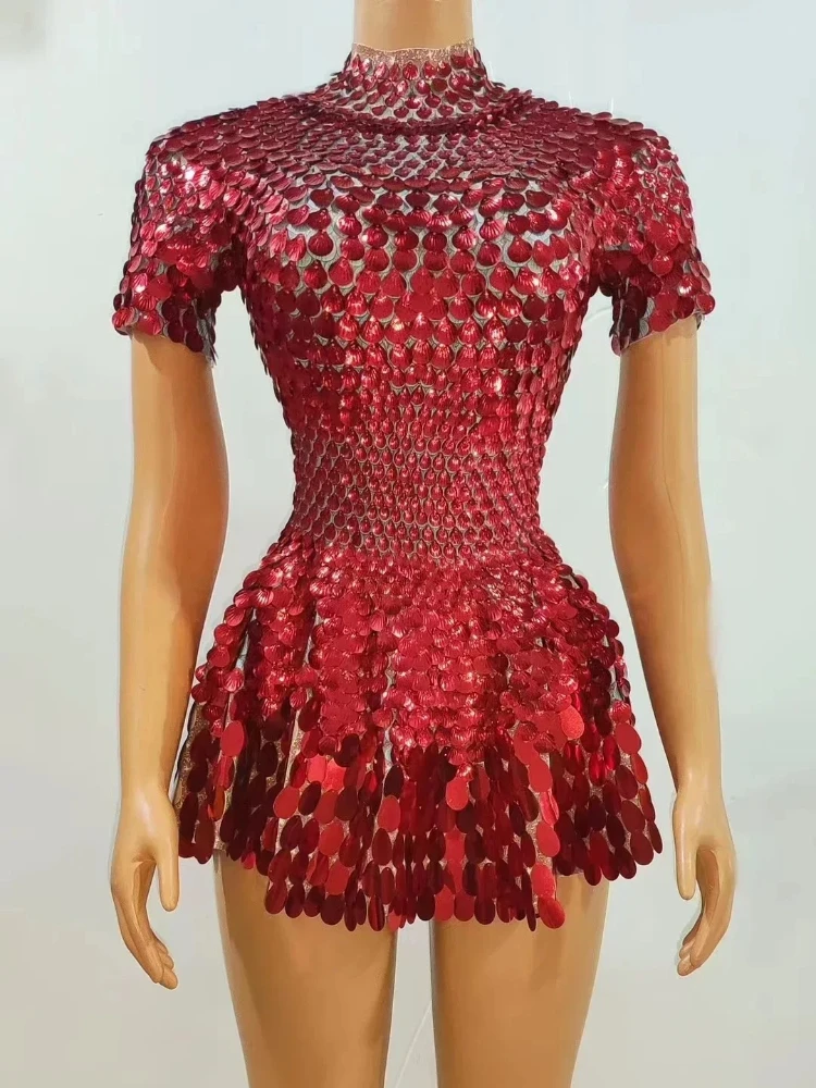 فستان نسائي فضي مثير للنوادي الليلية يوتار لامع جميل ترتر زي صغير للاحتفال بحجر الراين تنورة بار لأعياد الميلاد #3