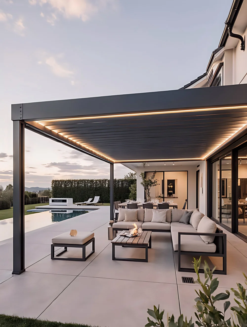 Factory Louvered Roof Pergola with Remote Control Durable Aluminium Structure for Backyard Use Bioclimatic Gazebo with LED Light