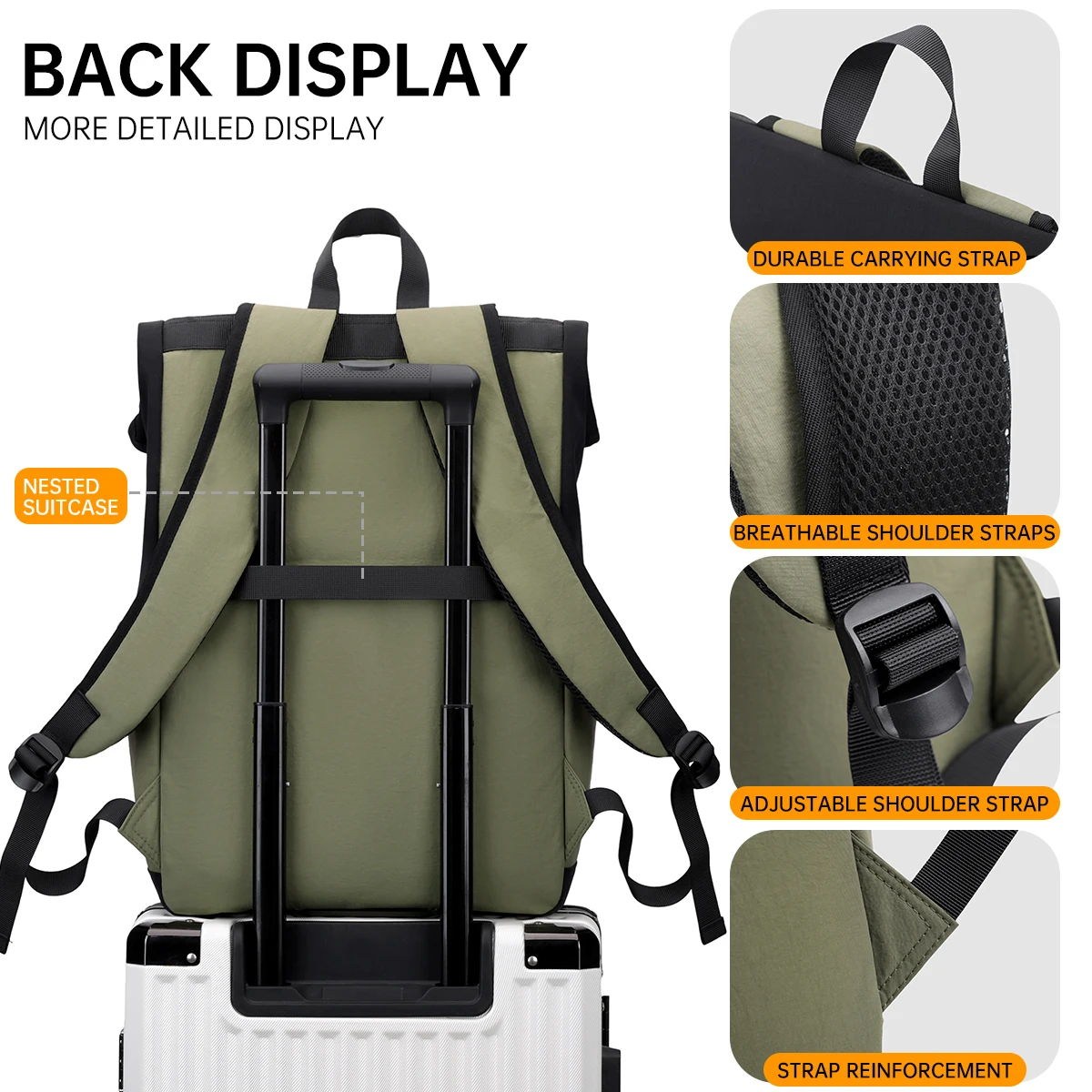 New Waterproof Backpack for Men, Student Casual Large-Capacity Computer Bag, Fashionable Business Bag, Flip-Top Backpack